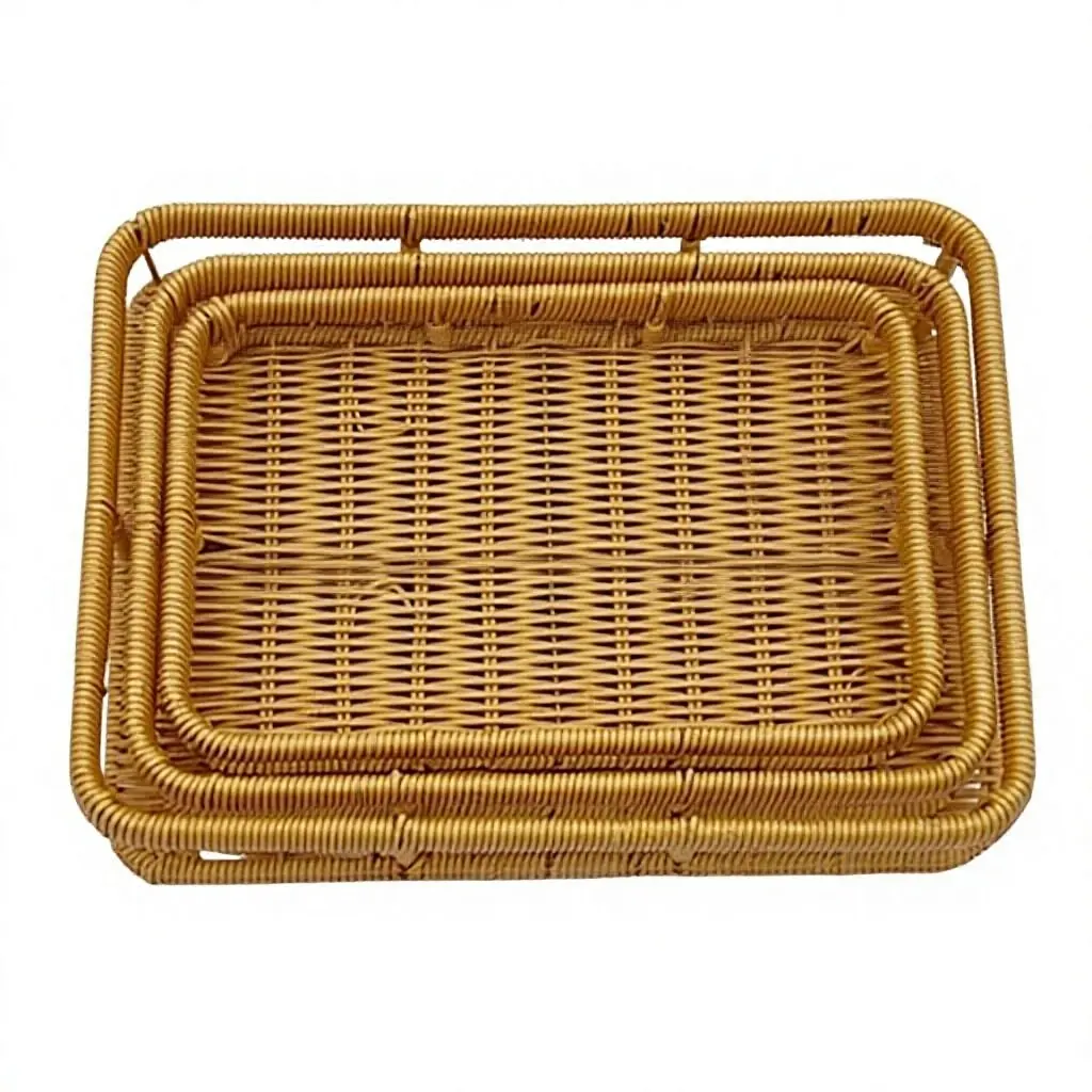 New Hollowed-out Woven PP Kitchen Minimalist Portable Hand-held Fruit Tray Snack Dessert Plate; Available Large/Medium/Small