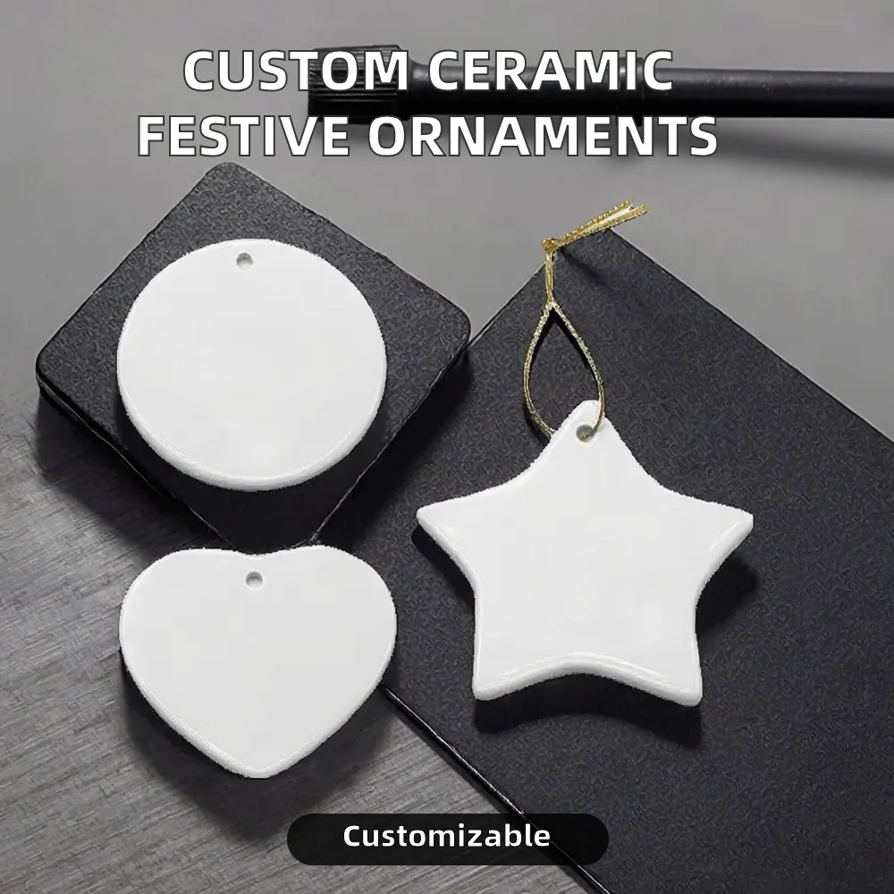 OEM High Quality UV & Sublimation Printed Hanging Ceramic Ornaments Various Shapes for Anniversary Home Decor Festival StyleReorder rate 28%