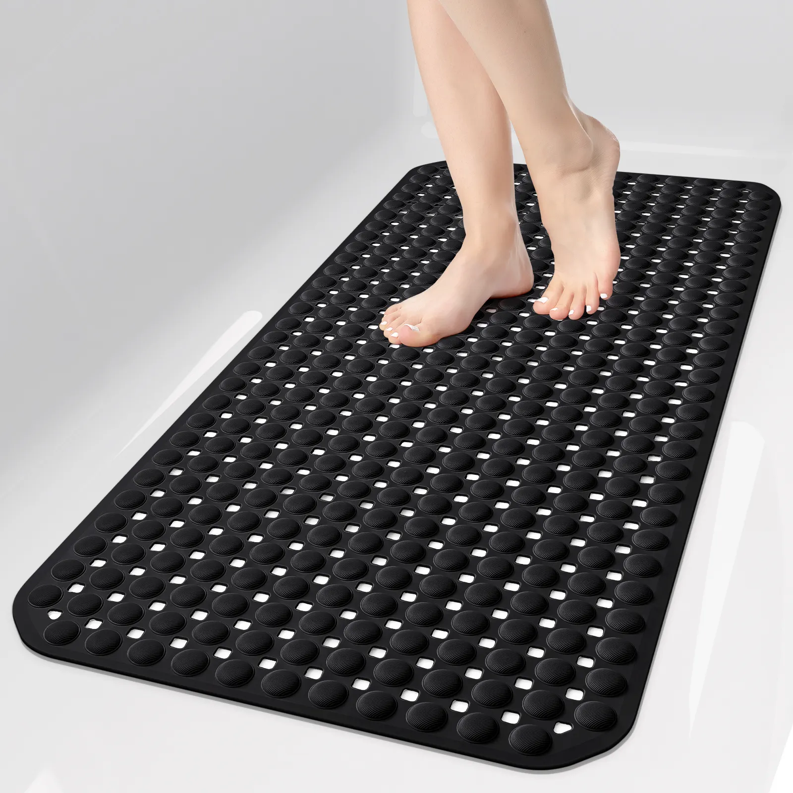 OTHWAY Bath Tub Shower Mat Non Slip Bathtub Floor Liner Mats Inside Shower Bathroom Machine Washable Soft 35x16 Inch Black