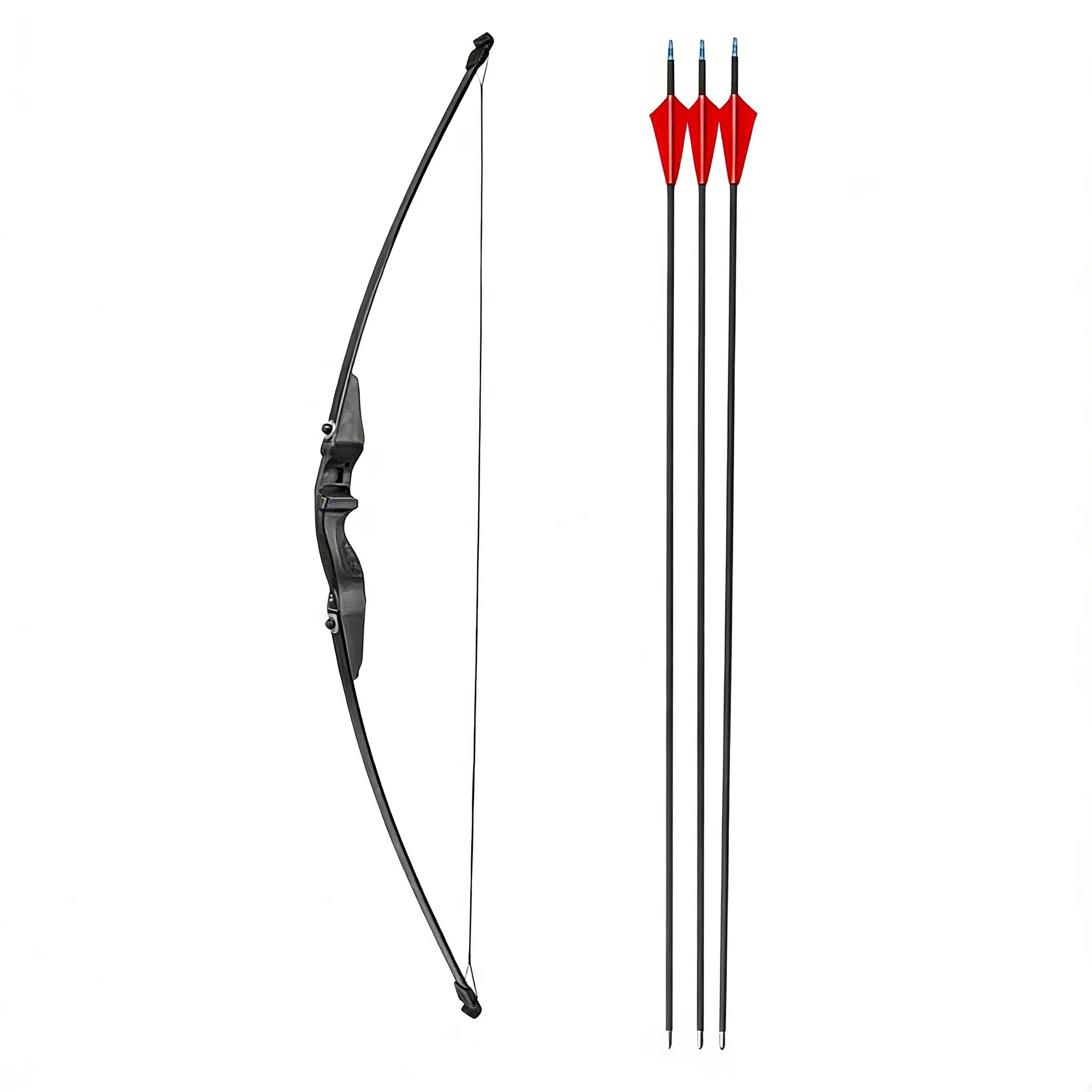 Outdoor Wood Recurve Bow with 40 Lbs Fiberglass Limbs Adjustable Sight Portable Detachable Archery Sport Equipment