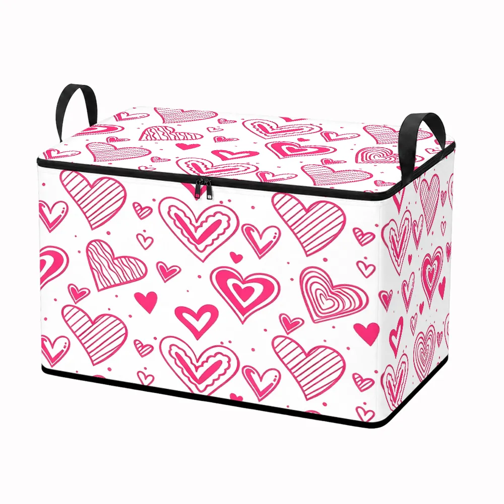 Polyester Love Heart Print Foldable Storage Basket With Lid Handles, Fabric Clothes Laundry Hamper For Home BedroomPKR 6,298 off shippingDelivery by 16 Dec