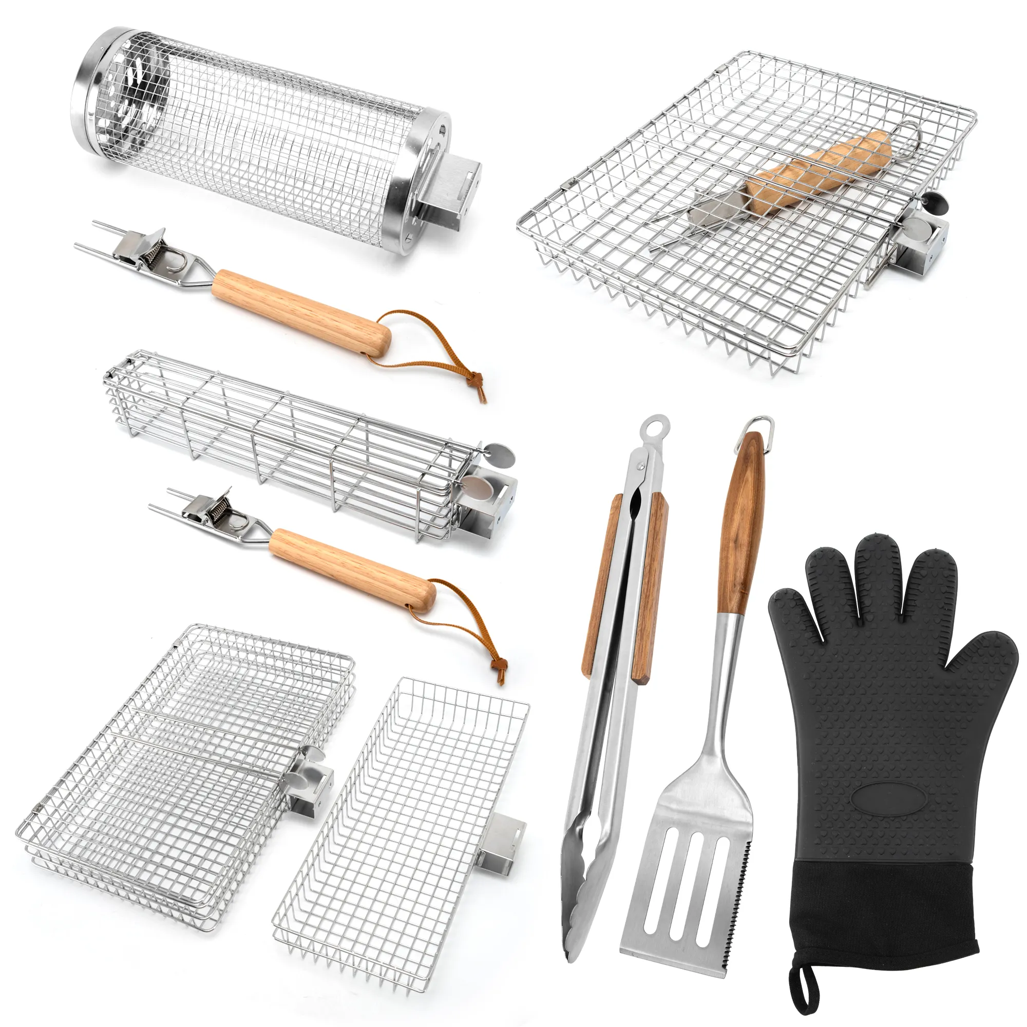 Portable Metal Fish Grill Basket For Outdoor Camp Picnic Hike Barbecue Kitchen Steel Grate Mesh Grid Rack BBQ Grilling Net WireReorder rate 18%