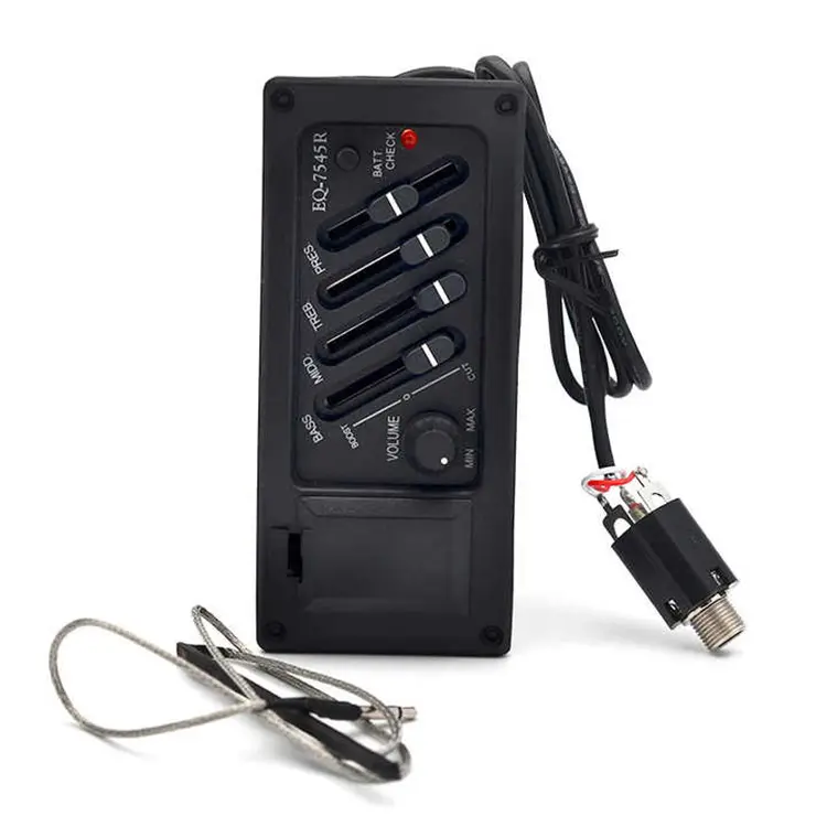 Professional EQ-7545R 4-Band Acoustic Guitar Pickup Preamp Equalizer Piezo Pickup with Volume Tone Control ODM/OEM High quality180-day lowest prices
