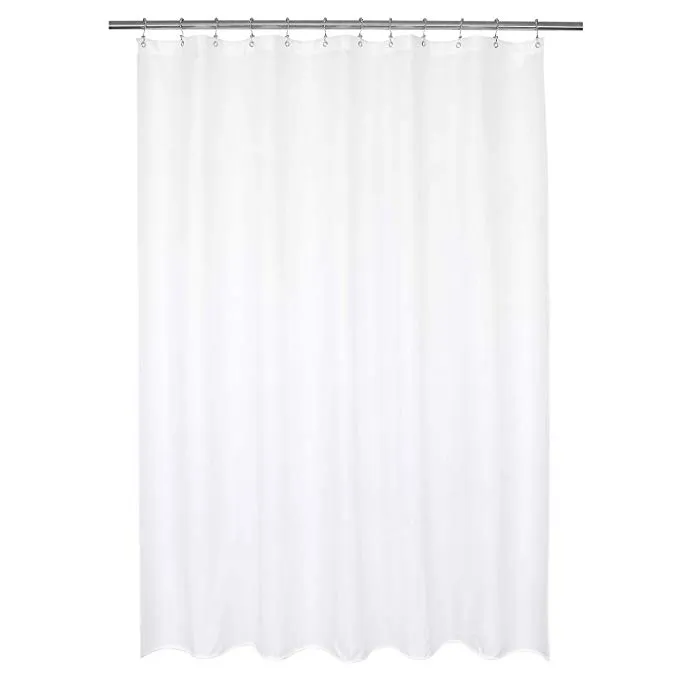 QJMAX White Classic Design Mildew Resistant Waterproof Quick Dry Durable Polyester Shower Curtain Liner 12 Hooks Weighted StonesReorder rate 16%