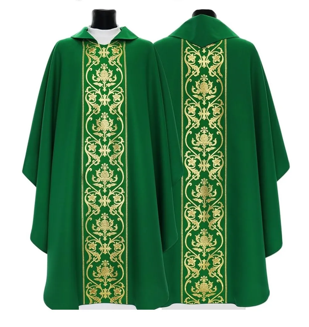 Religious European Style Clergy Cassock Uniform Men Long Sleeve Polyester Catholic Church Priest Robe Embroidered Custom Logo