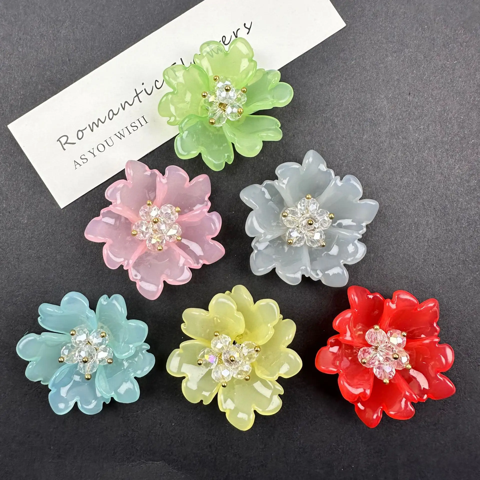 Resin Crystal Flower DIY Bag Earring Accessories Clothing Brooches Charms Hair Ornaments Clips Hat Shoe Sporty Four Seasons