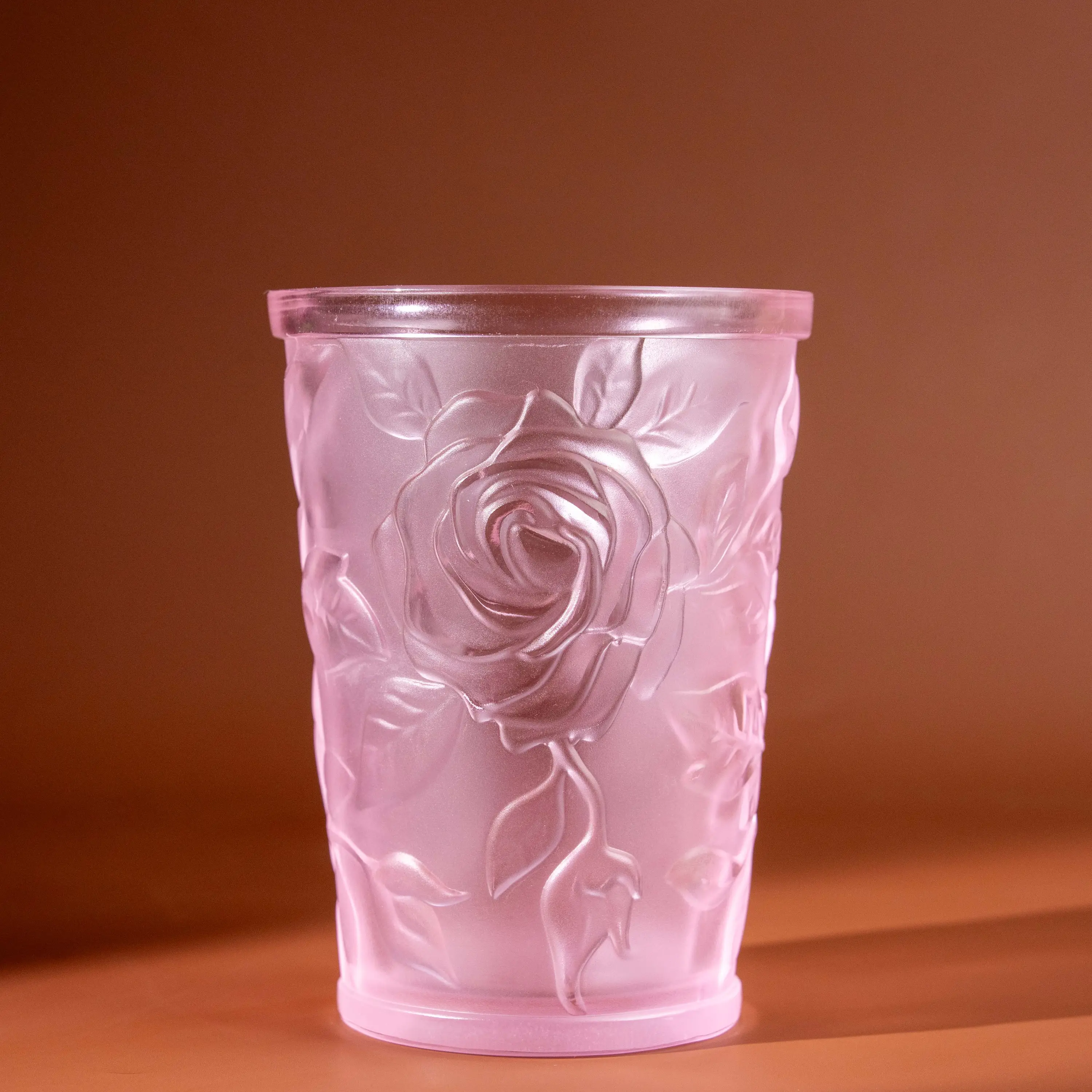 Rose Pattern Frosted Crystal Glass Candle Holder Embossed Votive Tealight Cup For Home & Wedding DecorationReorder rate 26%