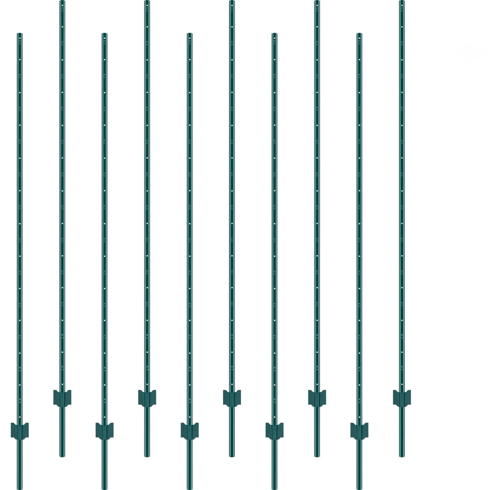 Senershuo 7Ft T-Post Fence Posts, 10 Pack Heavy Duty Alloy Steel Farm Fence Stakes, Modern Wire Fencing for Garden Outdoor