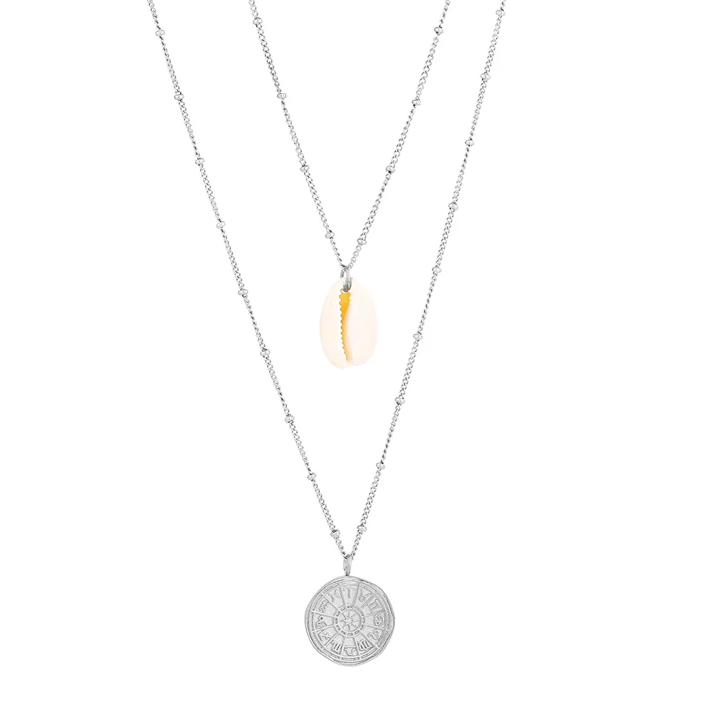 Silver Stainless Steel Double Layer Necklace with Gold Plating Fine Jewelry Featuring Zodiac Sign ISLAND Beach AccessoriesPKR 6,298 off shippingDelivery by 18 DecReorder rate 18%