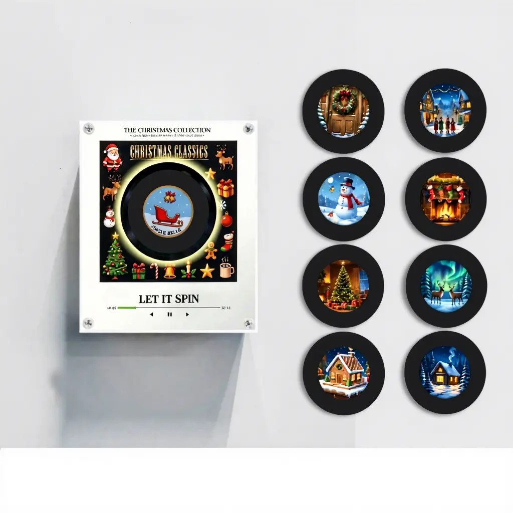 Smart NFC Induction Christmas Music Fridge Magnet Rotating Vinyl Record Player with LED Night Light Acrylic Laser Cut for HomePKR 6,298 off shippingDelivery by 02 Dec