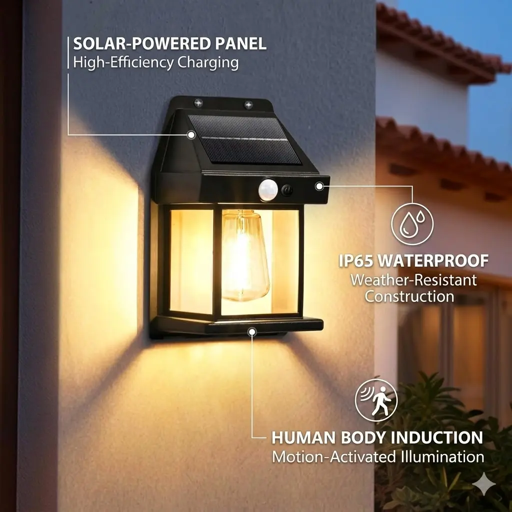 Solar LED Motion Sensor Wall Light, Waterproof Outdoor Garden Security Lamp, Auto Dusk To Dawn Patio Yard Lighting