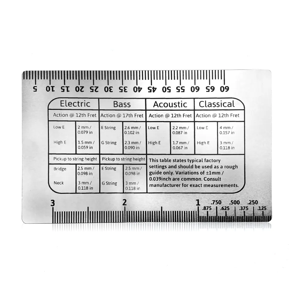 Stainless Steel String Action Ruler Gauge Embossed Finish Luthier Guitar Set-Up & Repair Tool Fits Acoustic Ukulele Bass GuitarPKR 6,298 off shipping180-day lowest pricesDelivery by 23 Dec