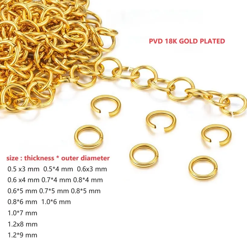 Stainless Steel With Real 18K Gold PVD/IP Plating Jewelry Findings Jump Open Ring,3-9 Mm,WHOLESALE BULK DIY AccessoriesPKR 6,298 off shippingDelivery by 18 DecReorder rate 22%