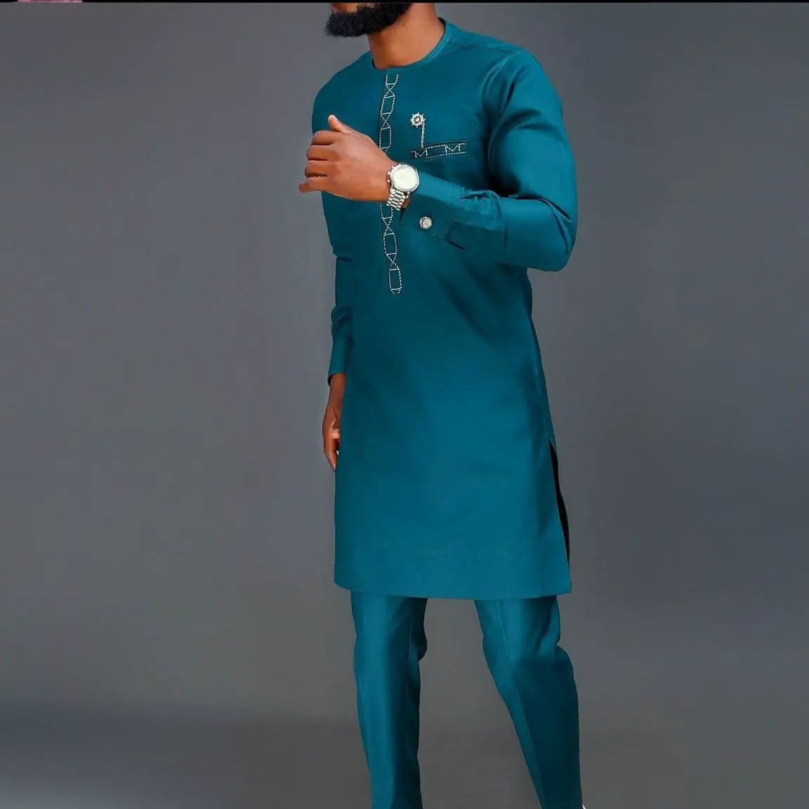 Summer African Men's Traditional Elegant Suits Outfit Dashiki 2Pcs Shirt & Pants Full Set Designer Clothes 3%OFFReorder rate 17%