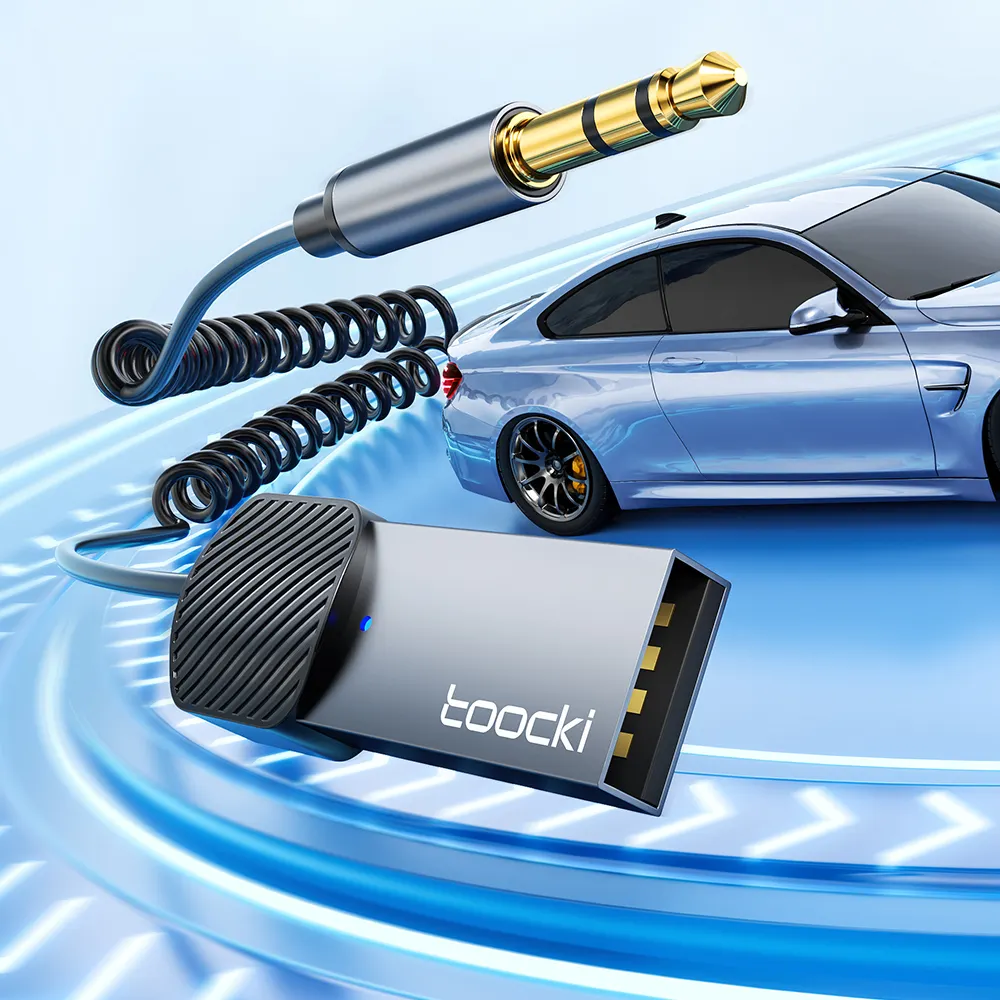 Toocki Durable Car AUX Wireless Receiver 5.0 Version Wide Compatibility for Smartphone Tablet Car Audio SystemReorder rate 24%