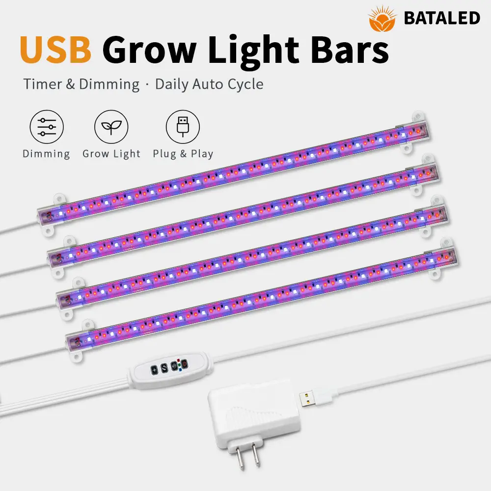 Waterproof LED Strip Bar Growing Supplement Lighting Adjustable Bright Timed Modes for Gardening Hydroponics Aeroponics Towers