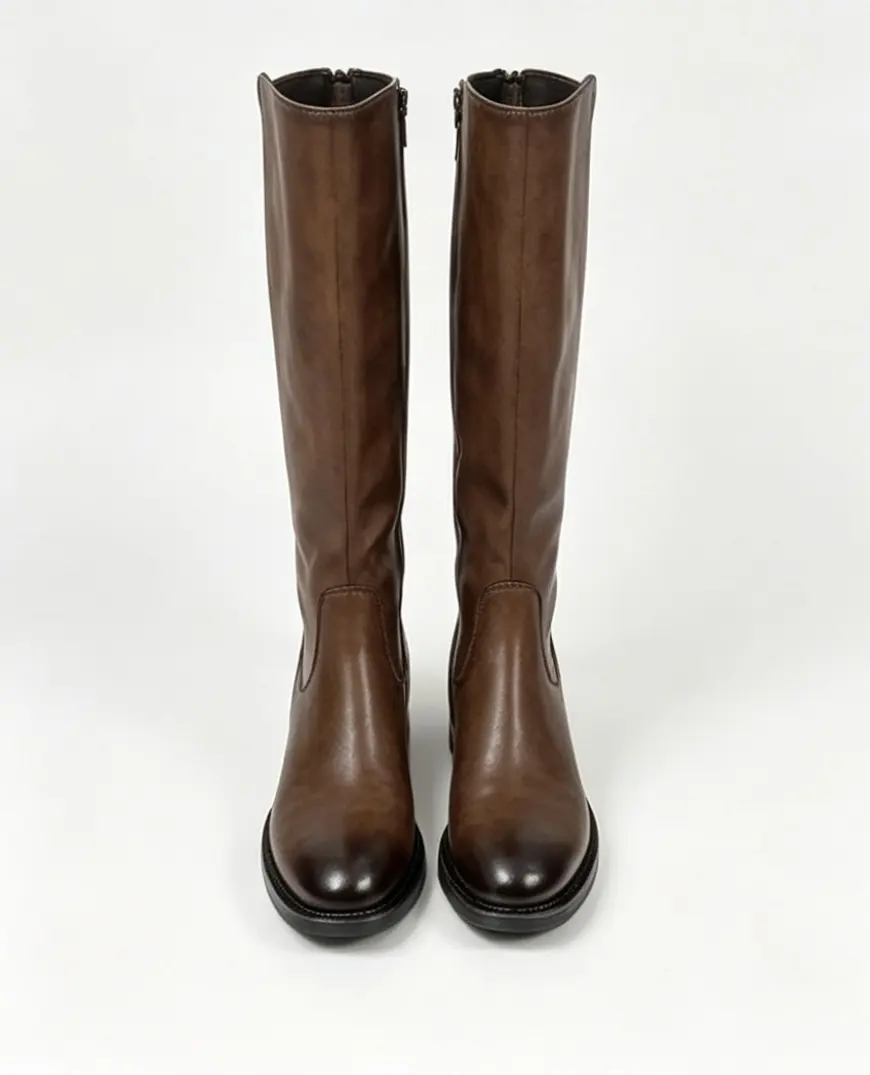 WETKISS Autumn Winter Large Size Ladies Light Western Fashion Cowboy Boots European American Side Zipper High Thick Heel