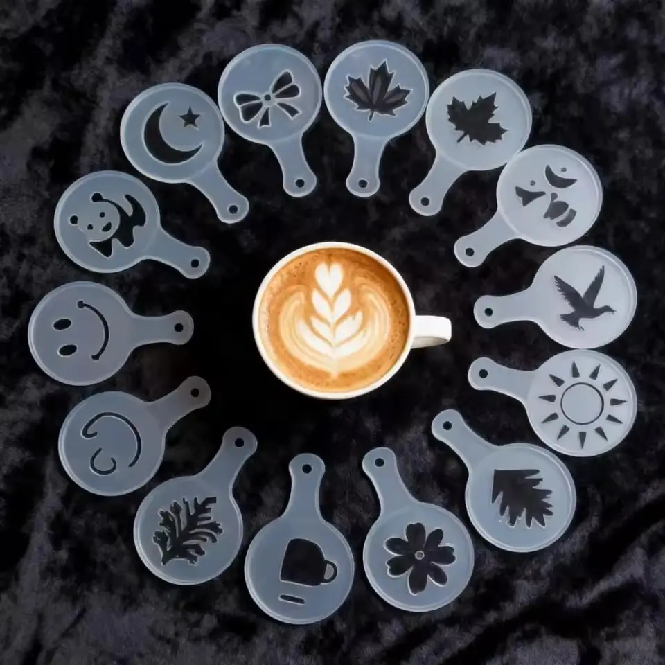 White 16 PCS Plastic Drawing Mold Fancy Coffee Printing Model Thickened Coffee Foam Spray Flower Coffee StencilsPKR 6,298 off shippingDelivery by 23 DecReorder rate 20%