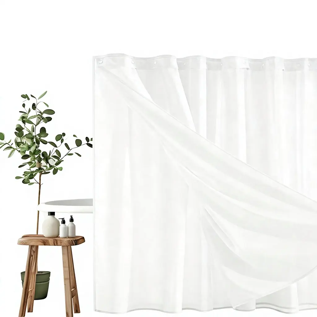 White Polyester Shower Curtain Liner 71 X 54 in Snap-in Waterproof Mold Resistant Fabric Bath Curtain OEM CustomPKR 6,298 off shippingDelivery by 23 Dec