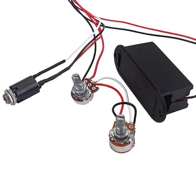 Wholesale Black Electric Bass Preamp Circuit Pickup Replacement 2 Band Active EQ Equalizers for Bass Guitar with OutputReorder rate 16%