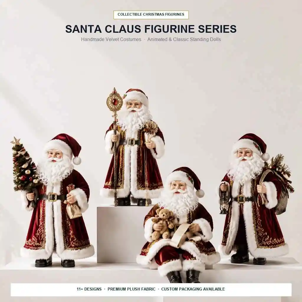 Wholesale Christmas Santa Claus Plush Figure Standing Doll XmasDecoration for Home Tabletop Holiday
