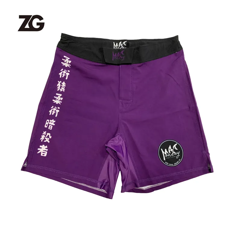 Wholesale College Premium Spandex Fabric Men's Sublimation Fighting Shorts Custom Logo Fight BJJ MMA ShortsReorder rate 40%