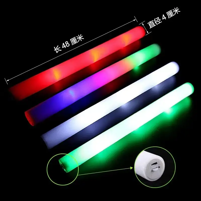 Wholesale Custom Logo Eco-Friendly LED Light-Up Foam Glow Stick Baton for Concert Party Birthday Decorations