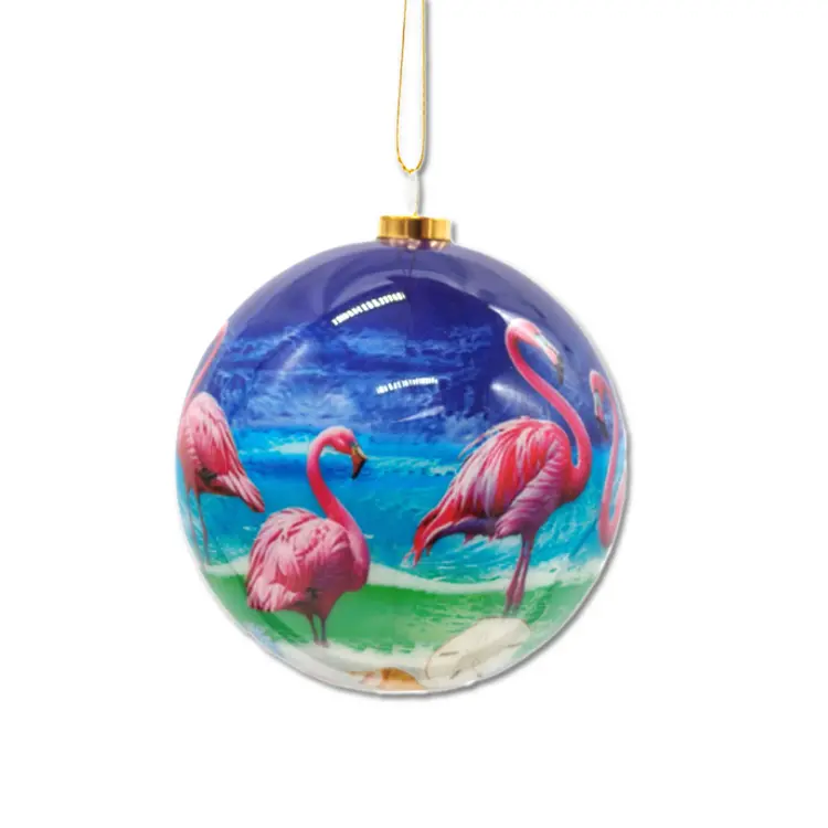 Wholesale Customized Design Souvenir Christmas Ball Tree Ornaments Custom Foam Plastic Flamingo Christmas Balls