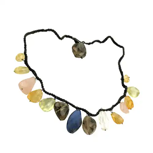 Women's Natural Stone Necklace with Gemstone Beads Religious Style Ball-shaped Chain for Gift
