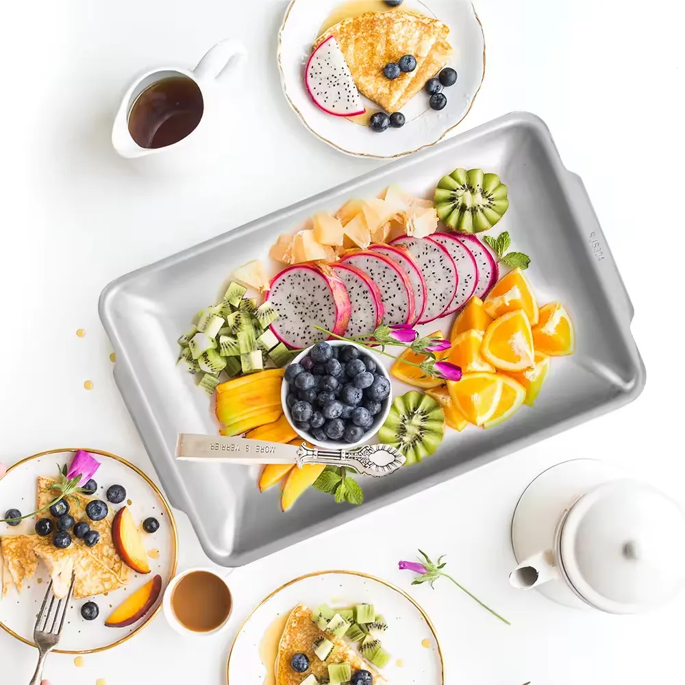 Yurtrain Customizable Thickened Stainless Steel Dinner Rectangular Korean Barbecue Meat Fruit Serving Tray Durable Hotel ServingReorder rate 34%
