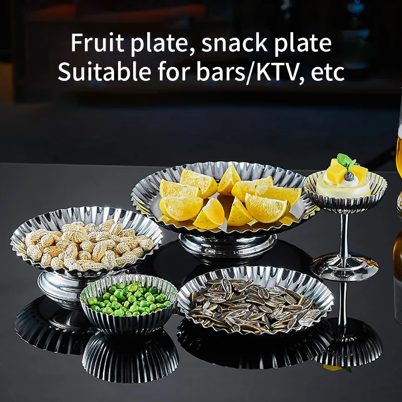 Yurtrain Korean Style Frost Oval Shape Stainless Steel Outdoor Tea Table Dried Fruit Plate Ornaments Creative Snack Bowl FruitsReorder rate 34%
