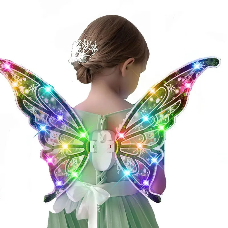 ZG Plastic LED Luminous Butterfly Wings Girls Butterfly Angel Wing Costume Set Children Electric Party Gifts