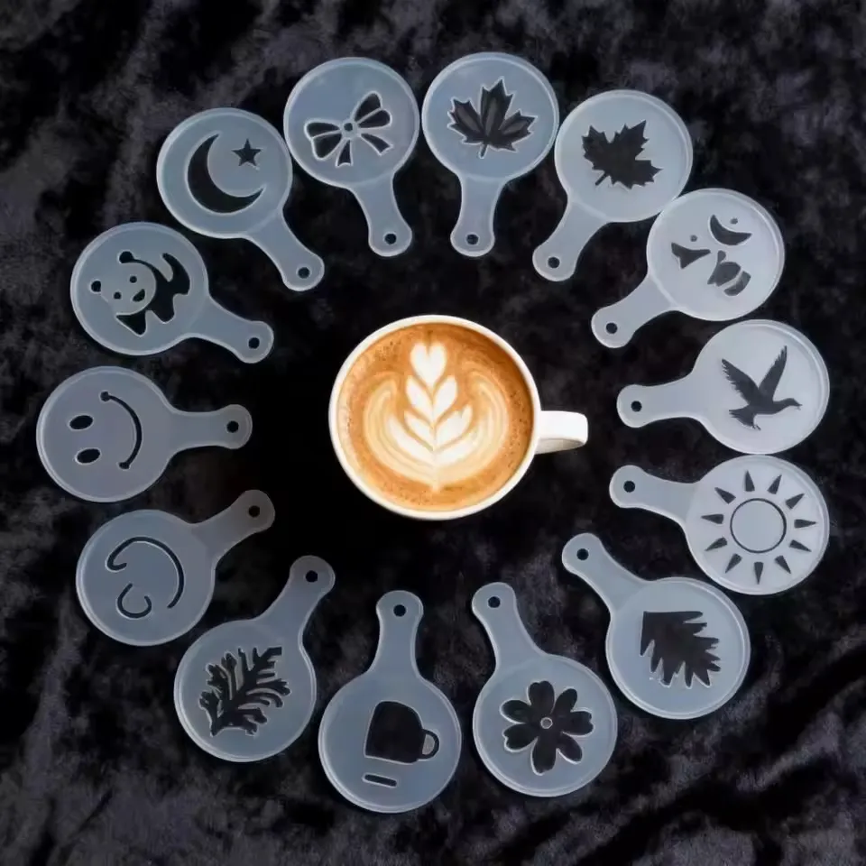 16 PCS Plastic Drawing Mold Fancy Coffee Printing Model Thickened Coffee Foam Spray Flower Coffee StencilsPKR 6,298 off shippingDelivery by 24 DecReorder rate 66%
