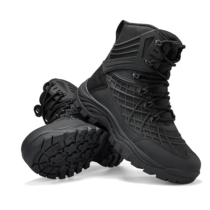 2026 Plus-Size Mid-Top Front-Lace-Up Toe Mesh Upper Waterproof Non-Slip Tactical Boots Rubber Sole Outdoor Combat BootsReorder rate 23%