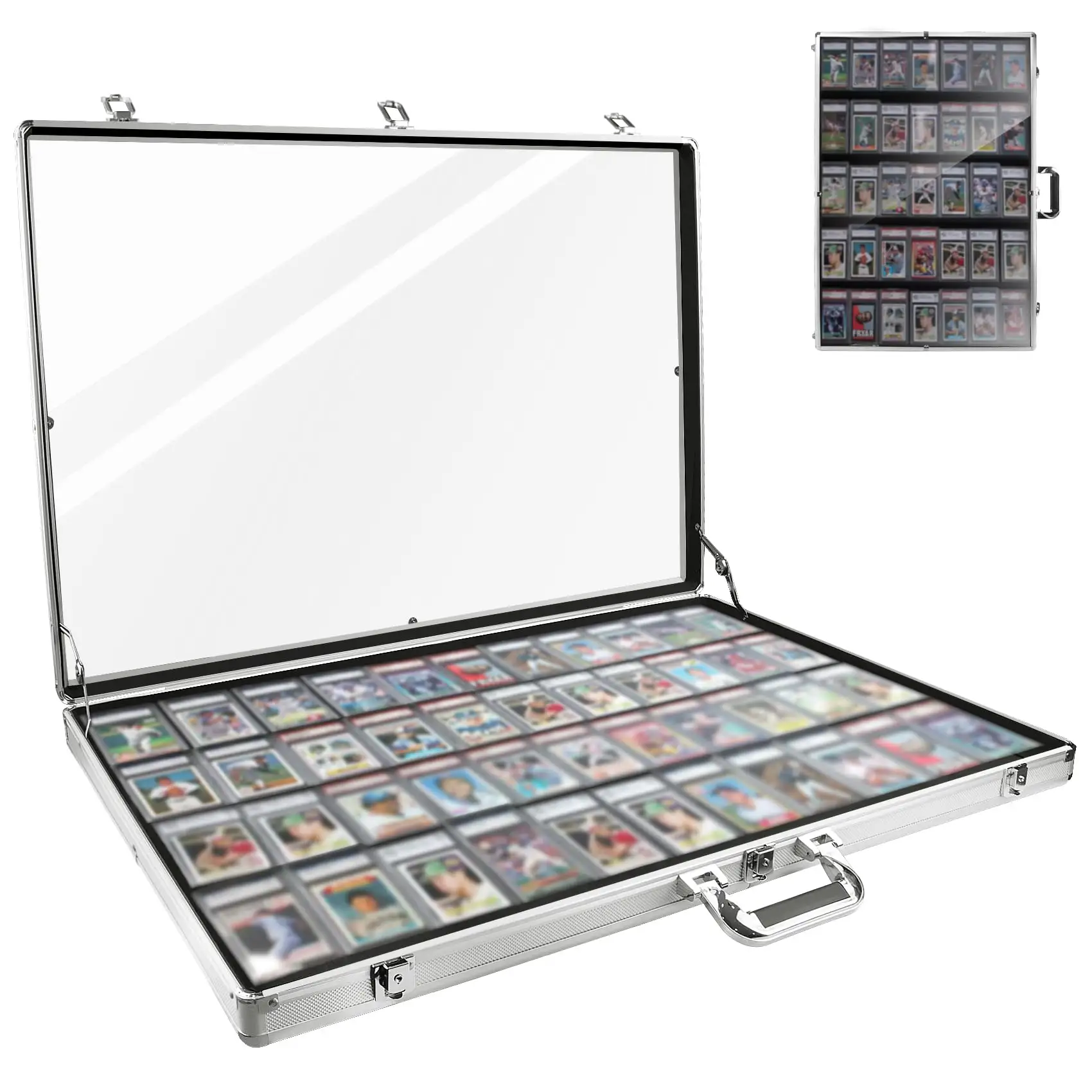Aluminum Trading Card Display Case Portable Trade Show Case Handle Button Customizable Size Jewelry For TCG Cards CollectibleReorder rate 25%