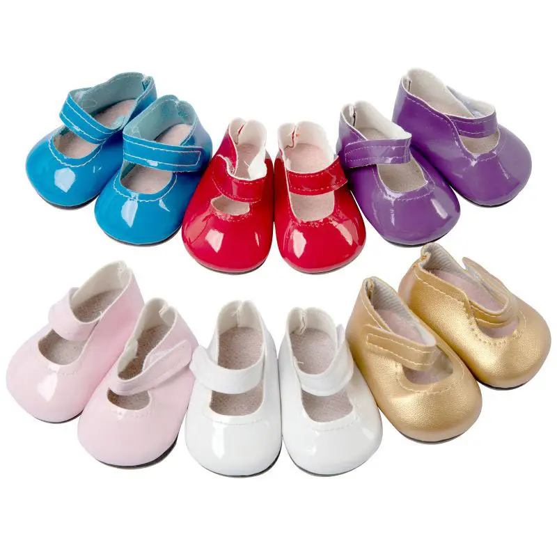 Best Selling 18 Inch Doll Leather Shoes Solid Color Doll Shoes for Women Flat Fashion Dolls Clothe AccessoriesReorder rate 16%
