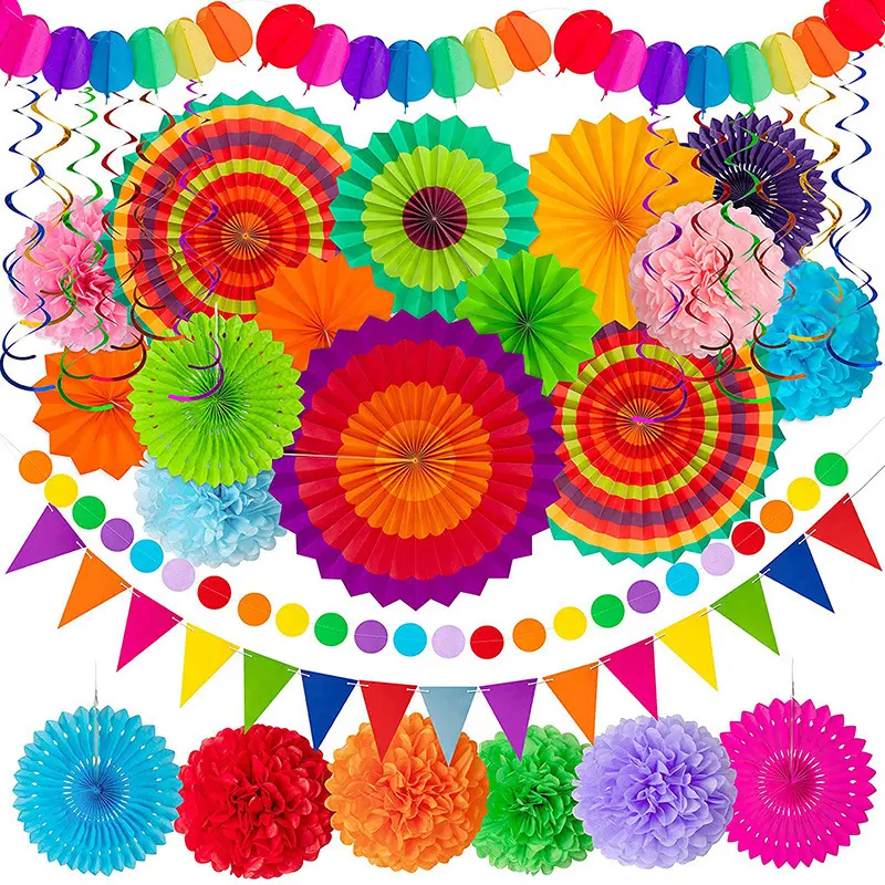 Birthday Party Decoration Set Balloon Paper Fan Garland Black Gold Pink Gold Blue SilverPKR 6,298 off shippingDelivery by 17 DecReorder rate 18%