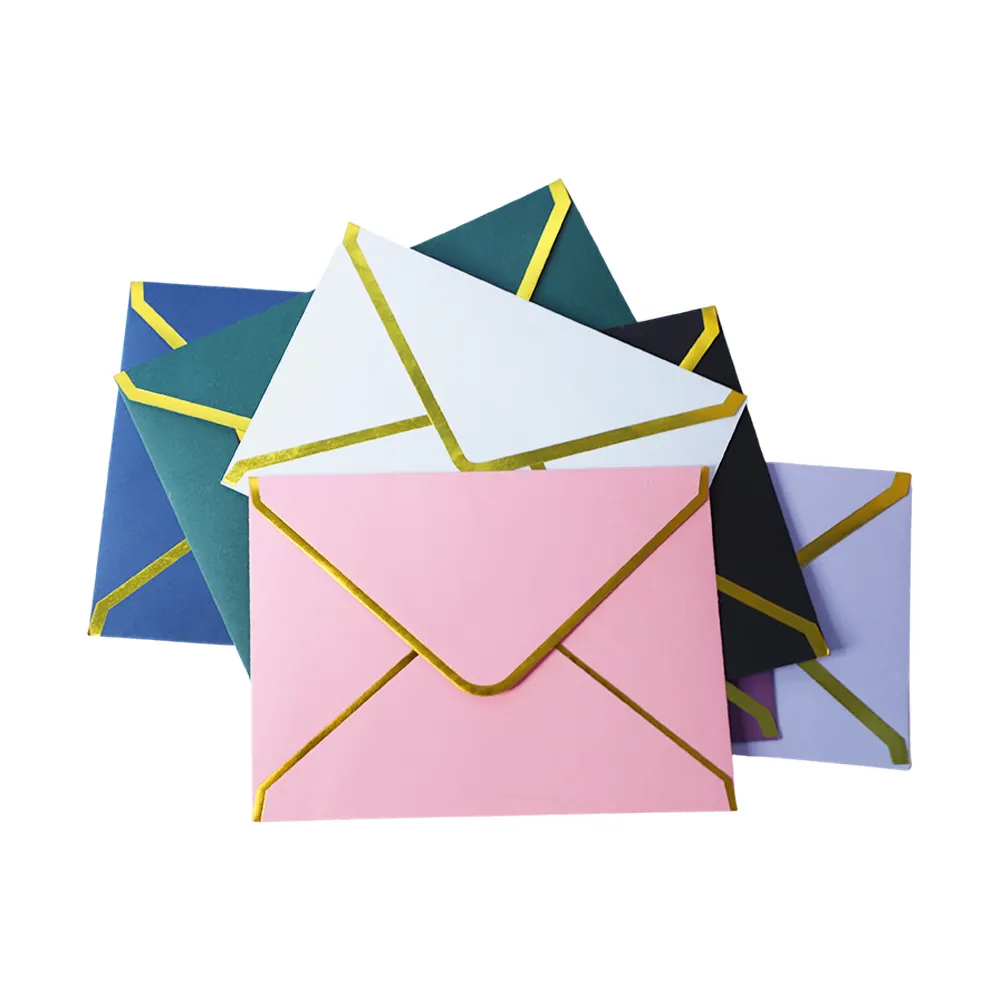 certifiedCustom New Design Luxury Gift Gold Side Printing Logo Thank You Card Paper Packaging Envelope