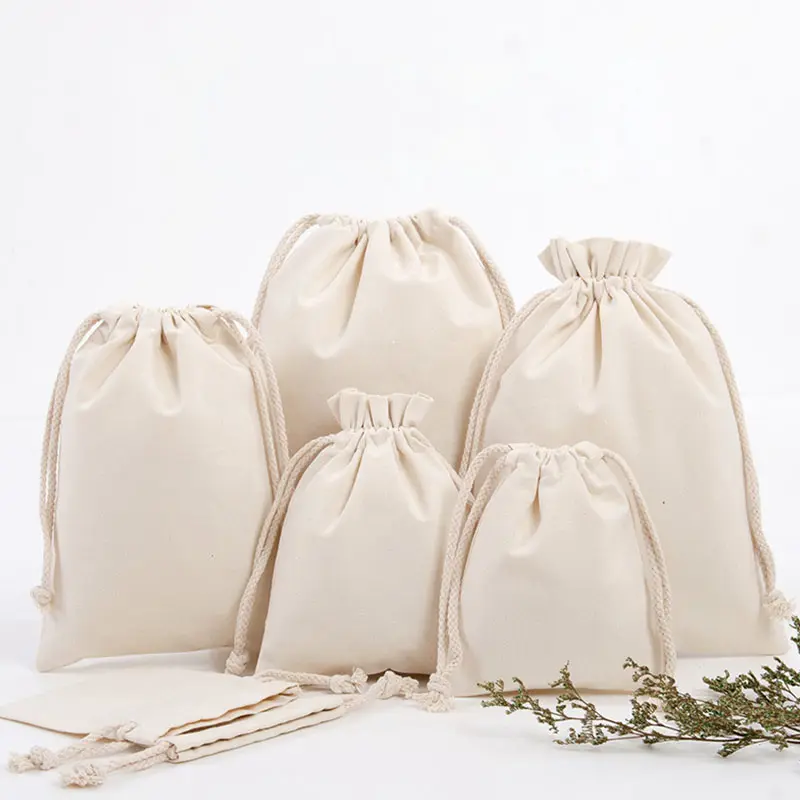 certifiedCustom Printed Logo Cotton Pouch Drawstring Canvas Bag Eco Friendly Gift Drawstring Bag Blank Plain Cloth Bags For CustomizationReorder rate 25%