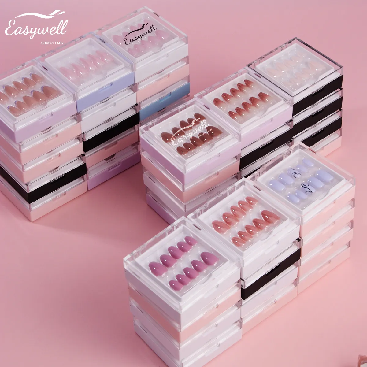 certifiedEasywell Custom Luxury Press On Nails Wholesale Artificial False Fake-nails High Quality French Tip Soft Gel Press On NailsReorder rate 33%