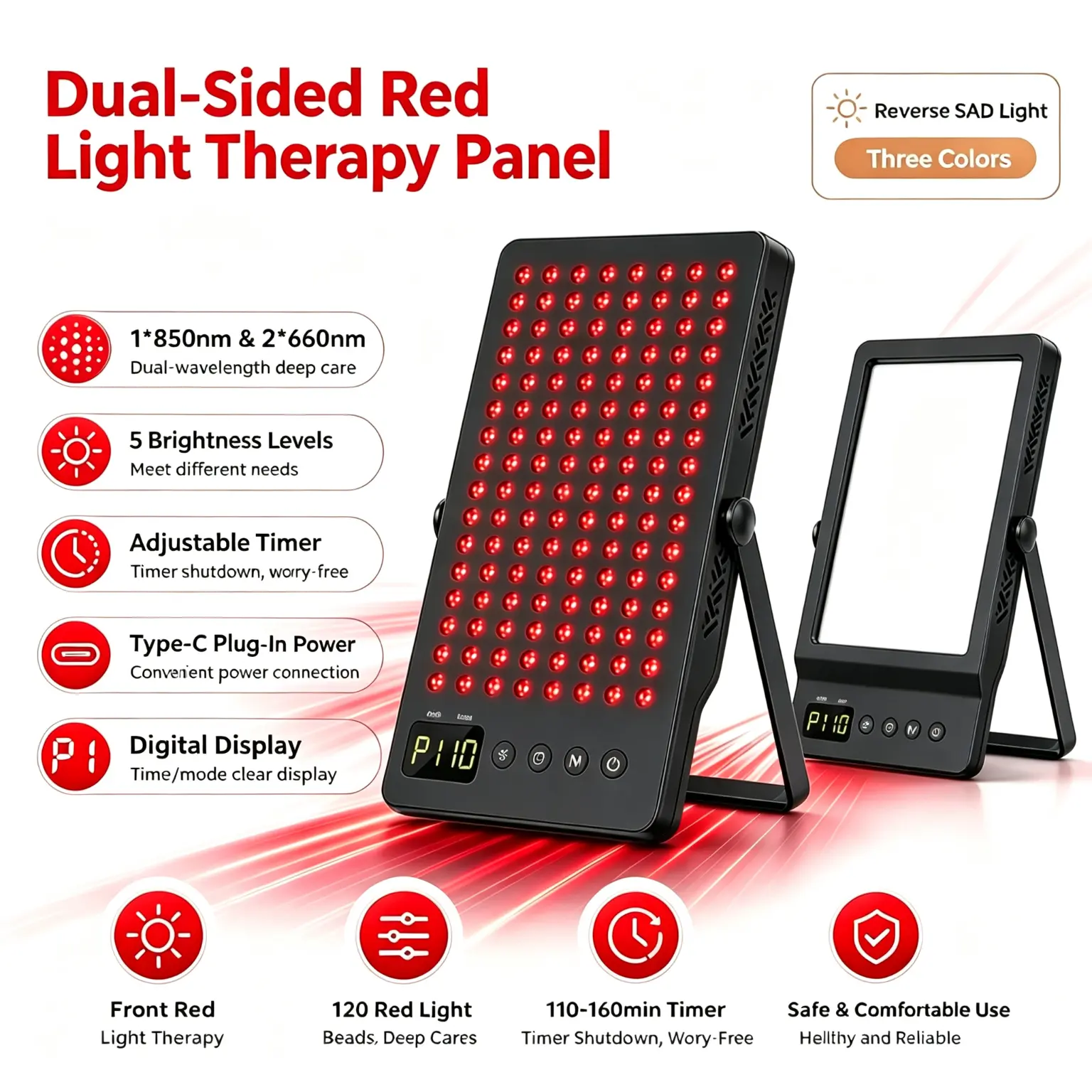 certifiedOEM ODM Dual Sided Red Light Therapy Lamp Skin Health Care Infared LED Light Red Light Therapy Panel