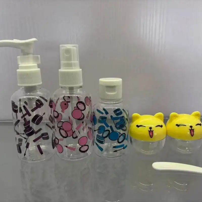 certifiedPortable 6 Piece Travel Cosmetic Kit: Transparent Plastic Containers & Travel Spray Bottles with Zipper Bag