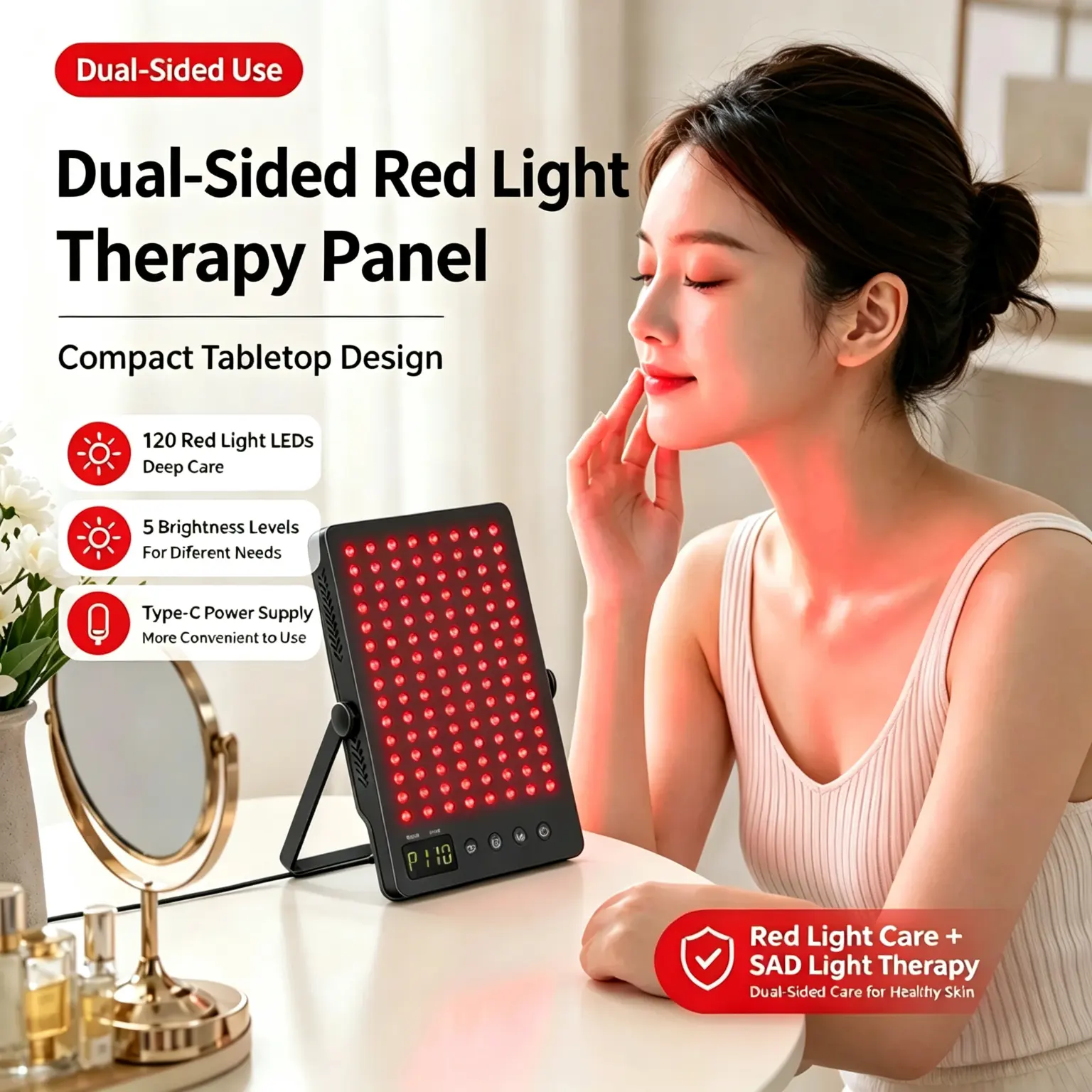 certifiedProfessional Red Light Therapy Panel Multi Use Back SAD Light LED Lamp 120 LEDs Red Light Therapy Panel