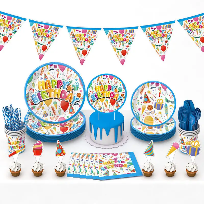 Children's Birthday Party Disposable Paper Plate Paper Plates Tableware Set Boys And Girls Birthday DecorationReorder rate 28%