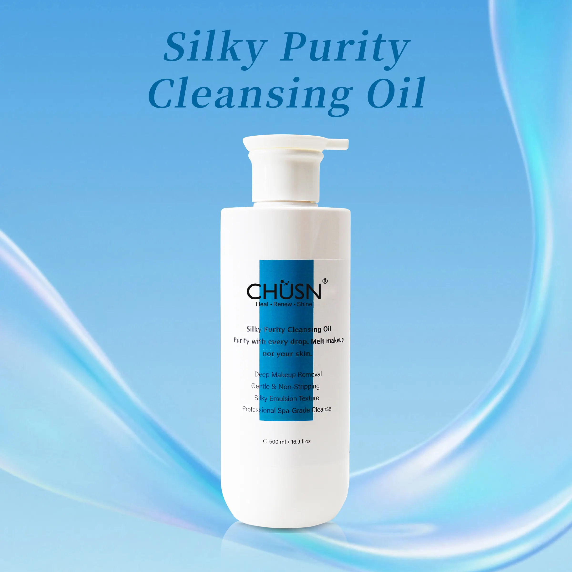 CHUSN Silky Purity Cleansing Oil, Professional Spa-Grade Formula for Gentle Non-Stinging Makeup Removal &Smooth Emulsion Texture