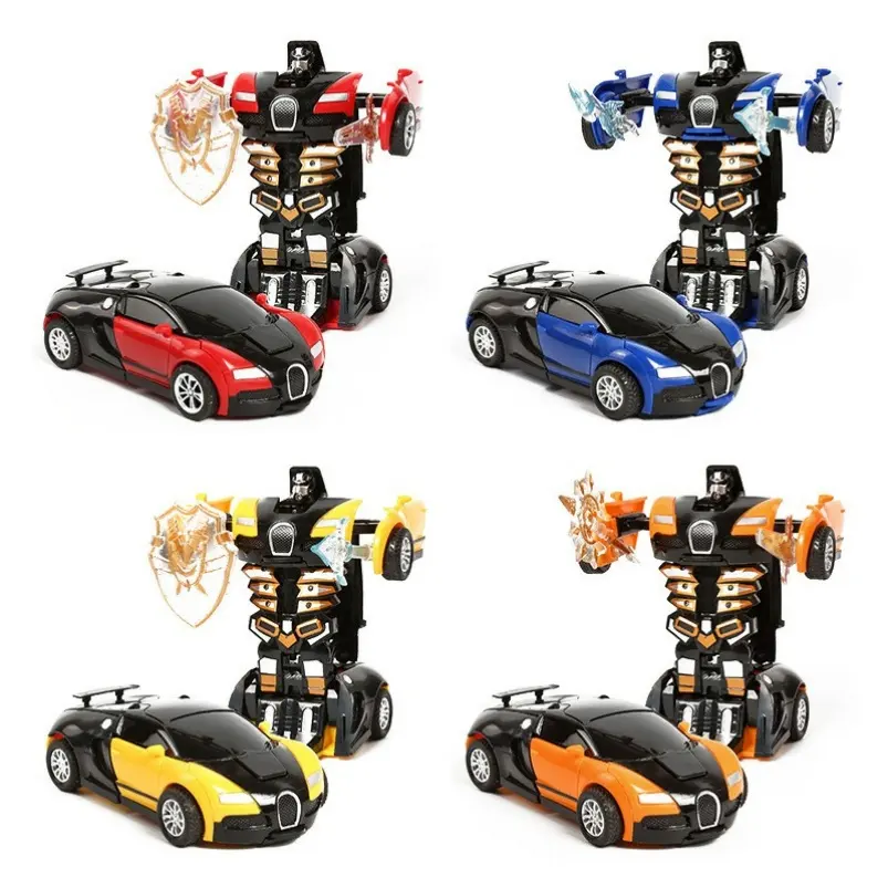 Collision Transforming Robot Model Car Mini Deformation Transformation Toy Inertial Toy Unisex Kids Children Ages 2-13 Plastic
