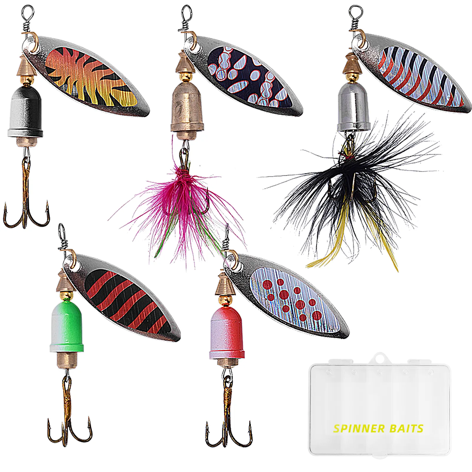Convenient Storage Organization Kit Durable Metal Spinner Bait with Tackle Boxes for Bass Trout Salmon Fishing in Rivers Lakes