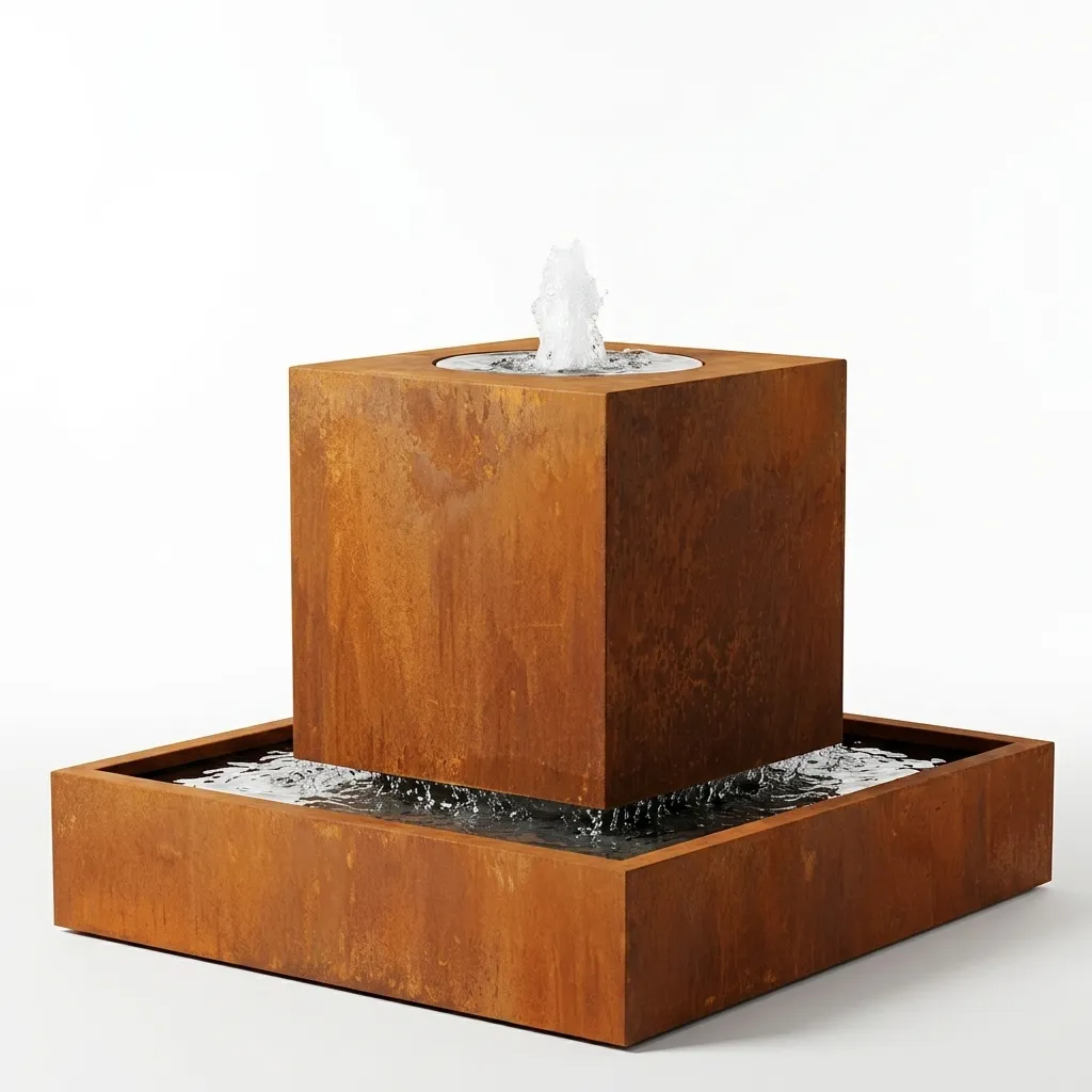 Custom Made Eco-Friendly Fire Resistant Garden Water Features Corten Steel Outdoor Water Table Fountain Customizable Dimensions
