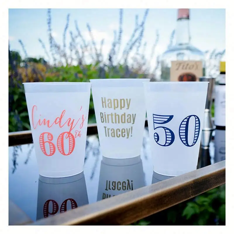 Custom Wedding Favors Bridal Party ROMANCE Style Waterproof Digital Printing 16oz Reusable Frosted Shatterproof Stadium Plastic