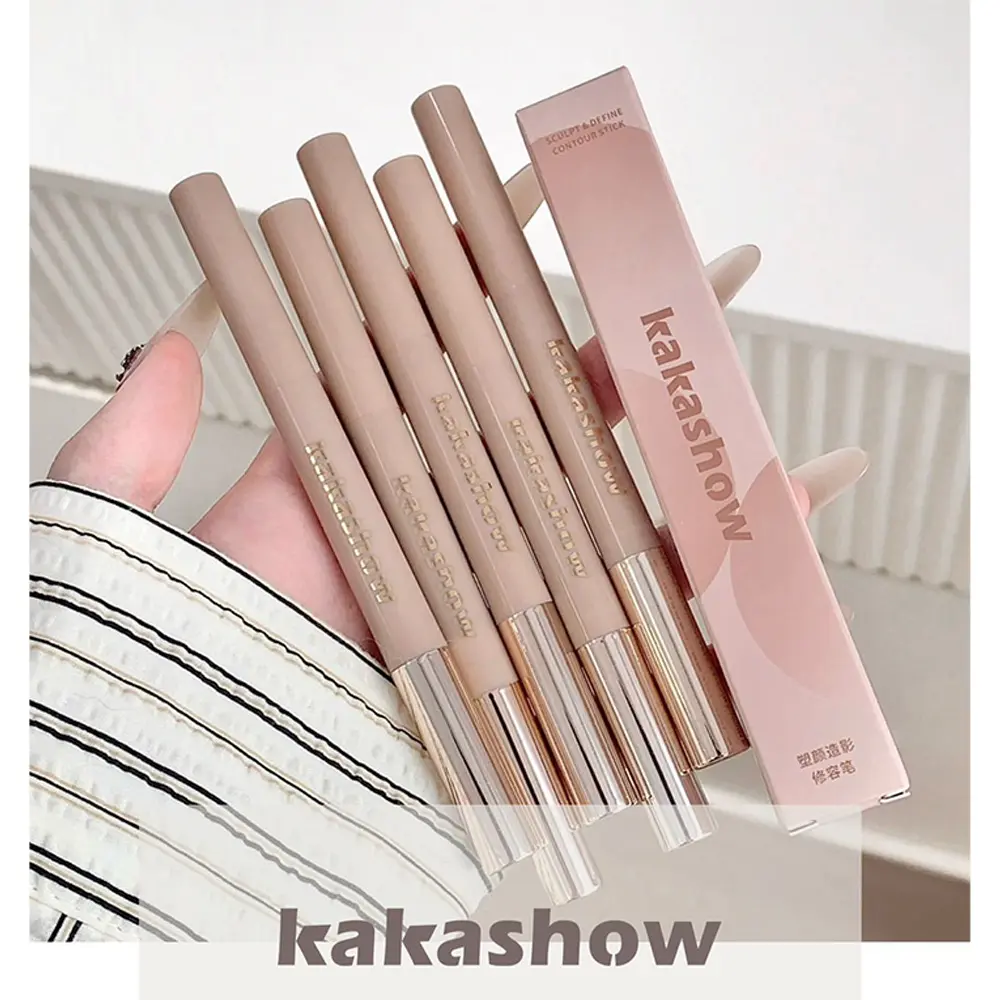 Double Ended Contour Stick With Brush Matte Cream Face Shading Pen Long Lasting Nose Shadow Sculpting Contour Makeup